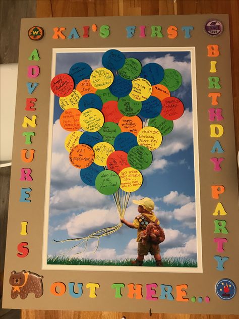 Up themed picture frame Up Movie Themed Birthday Party, Up The Movie Decorations, Disney Up Birthday Party, Disney Pixar Up Birthday Party, Up First Birthday Party Disney, Up Birthday Party Theme Disney Boy, Up Movie Decorations Party Ideas, Disney Up Party Ideas, Up Movie Party Ideas