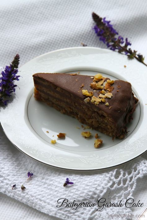 My Food Table: Bulgarian Garash Cake Garash Cake, Genoa Cake, Eccles Cake, Cherry Extract, Spring Form, Hazelnut Cake, Ginger Nut, Flourless Chocolate Cakes, German Chocolate Cake