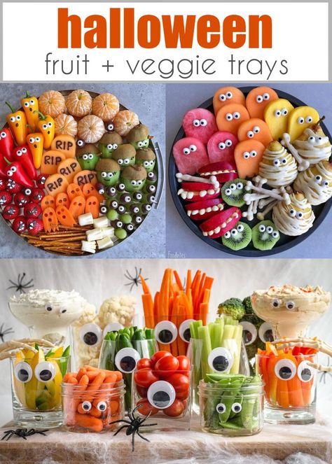 Fruit Veggie Tray, Halloween Fruit Tray, Halloween Serving Tray, Halloween Salad, Veggie Tray Ideas, Halloween Fruit Snacks, Halloween Veggie Tray, Buffet Halloween, Jack Halloween