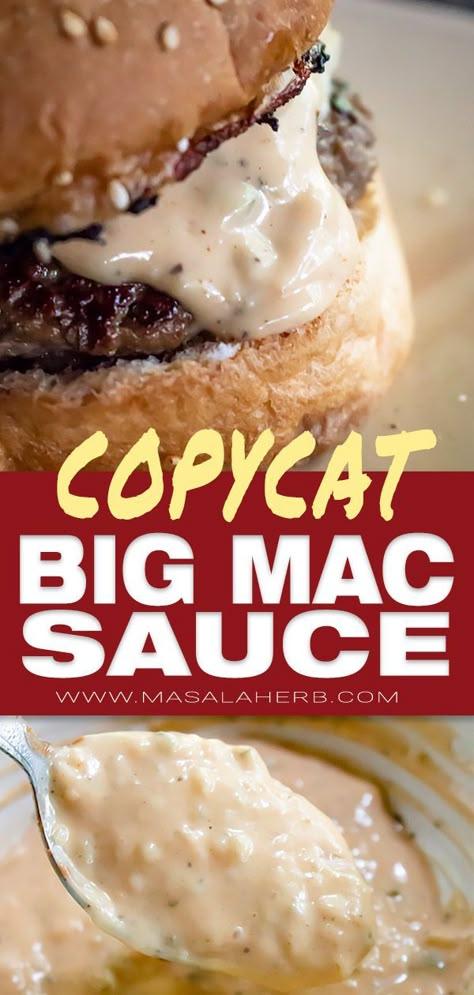 Bigmac Sauce, Low Carb Hamburger Recipes, Big Mac Sauce Recipe Copycat, Copycat Big Mac Sauce, Vegan Big Mac, Copycat Big Mac, Homemade Big Mac Sauce, Hamburger Sauce, Secret Sauce Recipe