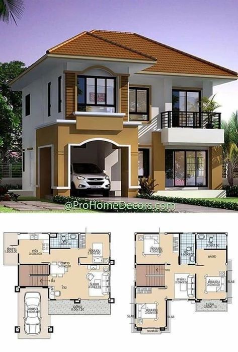 Two Story House Design Modern, Diy Tiny House Plans, House Design Modern, Reka Bentuk Bilik Tidur, Philippines House Design, Two Story House Design, Bungalow Style House, Bungalow Style House Plans, Diy Tiny House