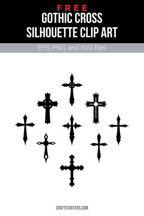 Black silhouette of a gothic cross with intricate design against a white#gothicfonts #tattoofonts #inkedletters #darkcalligraphy #tattoolettering Gothic Cross Drawing, Goth Cross Tattoo, Victorian Gothic Tattoo Ideas, Gothic Cross Tattoo, Chest Tattoo Fonts, Gothic Symbols, Tattoo Writing Fonts, Gothic Svg, Crucifix Art