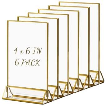 Border Portrait, Clear Picture Frames, Wedding Table Number Holders, Acrylic Picture Frames, Acrylic Holders, Table Number Holders, Acrylic Signage, Golden Border, Menu Holders