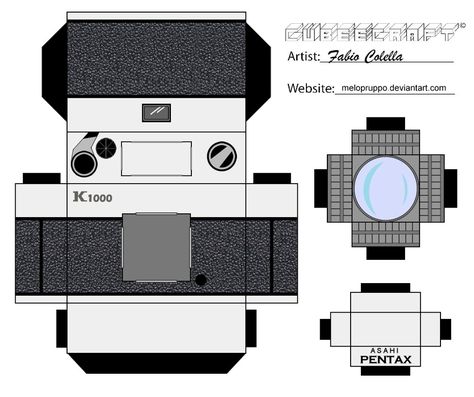 Pentax camera cubeecraft by melopruppo.deviantart.com on @DeviantArt Paper Camera, Fotocamere Vintage, Pentax Camera, Canon Digital Camera, Paper Toys Template, Old Cameras, Gadgets Technology Awesome, Old Camera, Paper Model