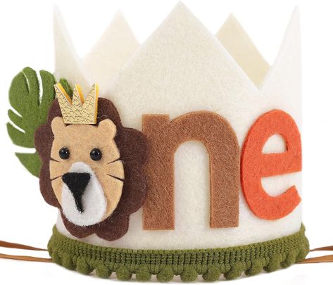 Lion 1st Birthday, Crown For Birthday, Safari Wild One, 1st Birthday Crown, Unique Themes, First Birthday Hats, Wild One Birthday, Baby Luggage, Hat Decoration