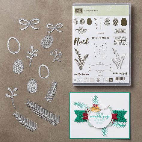 Pretty Pines 'Tis the Season Christmas Card - Stampin' Pretty Stampin Up Christmas Pines, Stampin Up Weihnachten, Holiday Wreaths Christmas, Thinlits Dies, Stampin Pretty, Beautiful Christmas Cards, Stampin Up Christmas, Card Making Tutorials, Card Making Inspiration