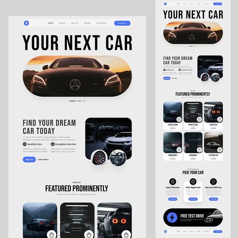 Check out our new Car Website Design, Share Your Thoughts with Us! - We offer various services, such as designing and developing apps and websites, creating brands, and providing art direction🎨 - Feel free to send me a message👋 ✉️ Hello@olack.agency Visit our website:- www.olack.agency - - #Uidesign #uxdesign #webdesign #uianimation#carrentaldesign #carrental #carwash #automobiledesign #uiux #ui #uxdesigner #uidesigner #uiinspiration #websitedesigner #design #uitrends #ux #designer #USA #Nort... Car Website Design, Automobile Website, Car Websites, Car Ui, Car Website, Ux Design Inspiration, Ux Designer, Website Design Layout, Ui Inspiration