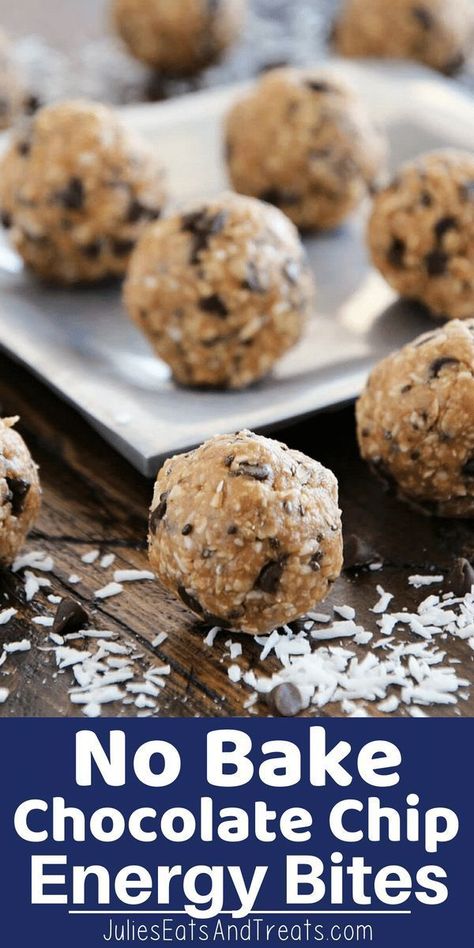 Recipes With Flaxseed, Chocolate Chip Energy Bites, Coconut Oats, Toddler Cookies, Healthy Snack Recipe, Pastas Recipes, Energy Bites Recipes, No Bake Energy Bites, Protein Bites