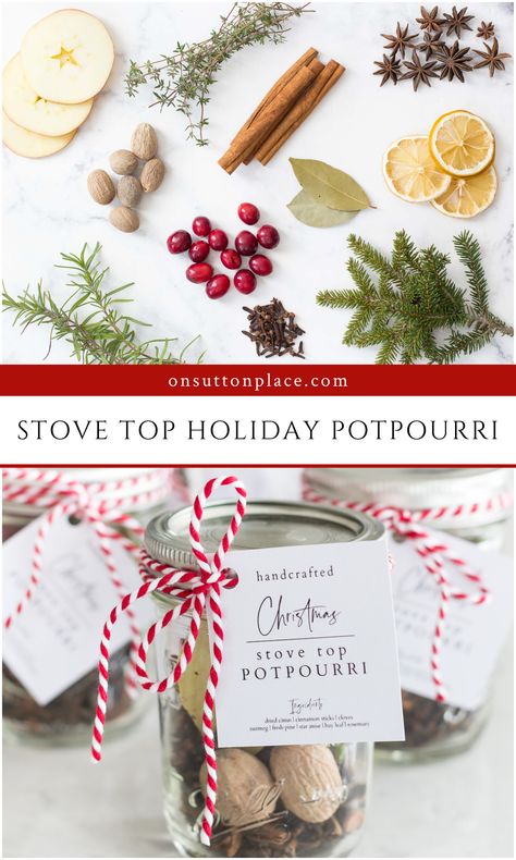 Make your own DIY Simmering Scent (Potpourri) to give as a homemade gift for the holidays. Easy and budget friendly Christmas gift idea. Christmas Homemade Potpourri, Diy Simmer Pots Gifts, How To Make Stovetop Potpourri, Diy Holiday Potpourri, How To Make Christmas Potpourri, Diy Holiday Potpourri Gift, Holiday Simmer Pot Gift Diy, Potpourri Simmering Recipes, Pot Pourri Recipes Christmas