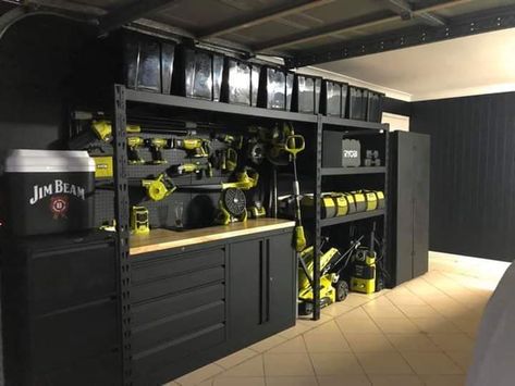 Ryobi Link, Garage Workshop Layout, Garage Storage Inspiration, Garage Workshop Plans, Garage Design Interior, Garage Organisation, Garage Workshop Organization, Workshop Layout, Storage Garage