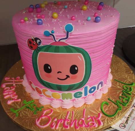 Buttercream Cocomelon Cake, Cocomelon Cake For Girl, Simple Cocomelon Cake, Coco Melon Cake Ideas, Cocomelon Birthday Cake, Birthday Cake Kids Boys, Sonic Birthday Cake, Cocomelon Theme, Cocomelon Cake