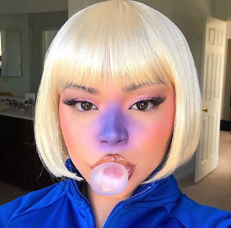 Bunny Halloween Makeup, Natural Ombre, Blonde Bob Wig, Halloween Makeup Pretty, Pretty Halloween, How To Cut Bangs, Bob Lace Front Wigs, Halloween Costumes For Teens, Halloween Makeup Looks