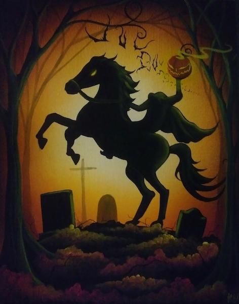 The Headless Horseman, The Legend Of Sleepy Hollow, Legend Of Sleepy Hollow, Halloween Craft Projects, Monster Legends, Hollow Art, Headless Horseman, Pumpkin Carvings Stencils, Whimsical Halloween