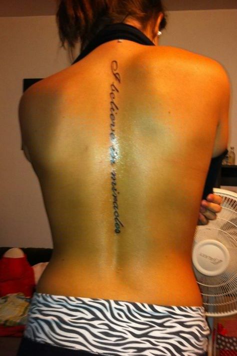 My cousin had a brain tumor an some internal bleeding she has a scar from the nap of her neck to her bottom. Which is now covered with this tattoo... I believe in miracles Tumor Tattoo, Awareness Tattoos, I Believe In Miracles, Awareness Tattoo, Believe In Miracles, Natural Pain Relief, Health Knowledge, My Cousin, Tattoos And Piercings