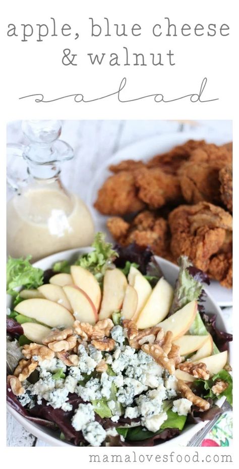 Apple, Blue Cheese & Walnut Salad Recipe Blue Cheese Walnut Salad, Blue Cheese Salad Recipes, Walnut Salad Recipe, Roast Broccoli, Salad Board, Salad Apple, Sweet Salads, Vinegar Coleslaw, Malt Vinegar