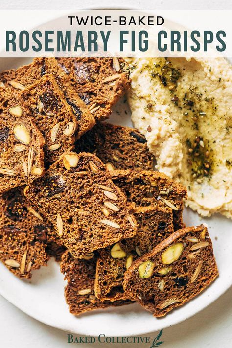 Rosemary Fig Crackers With pumpkin seeds, pistachios, olive oil, and honey, these rosemary fig crackers are an easy-to-make luxury cracker, baked twice like biscotti. Bake Sourdough Bread, Rosemary Crackers, Homemade Crackers Recipe, Simple Sourdough, Raw Pumpkin Seeds, Homemade Crackers, Tea Biscuits, Crisp Autumn, Cracker Recipes