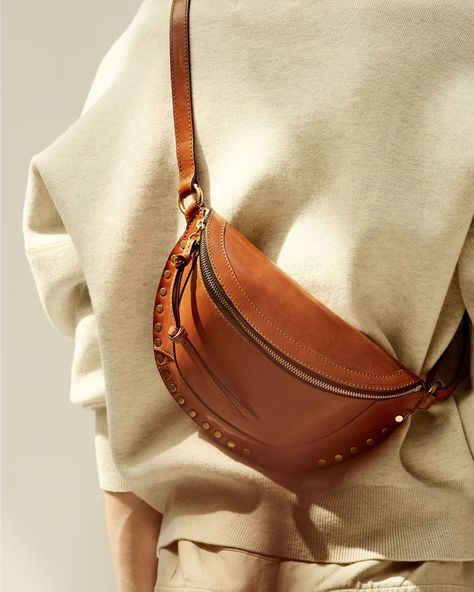 Isabel Marant Women Bags—Totes, Crossbody | Official E-Store European Fall, Designer Fanny Pack, Chic Crossbody Bag, Leather Tie, Studded Bag, Leather Fanny Pack, Leather Crafts, Leather Belt Bag, 60 Fashion