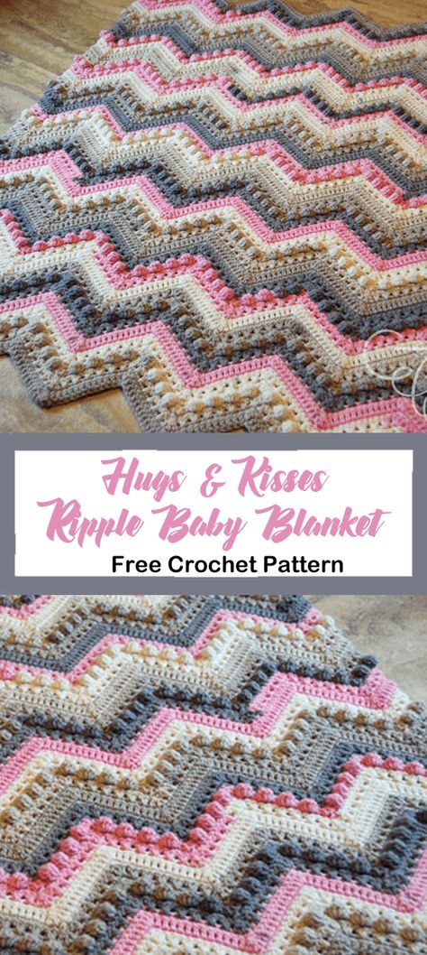 Crochet Hugs, Crochet Texture, Crochet Ripple Pattern, Crochet Baby Blanket Free Pattern, Easy Baby Blanket, Crochet Crowd, شال كروشيه, Crochet For Beginners Blanket, Hugs Kisses