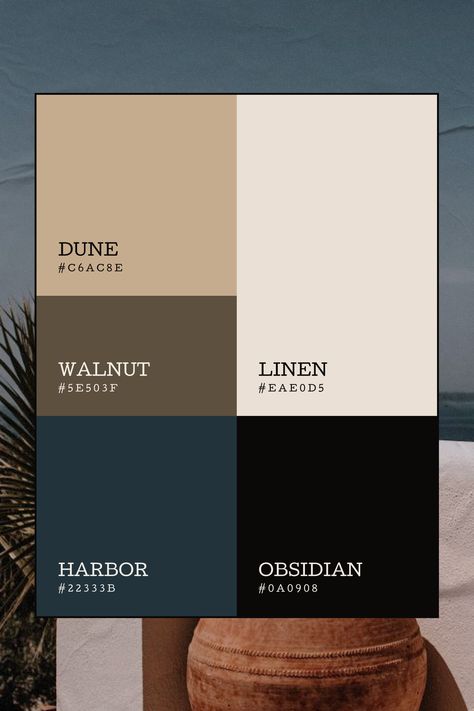 This palette balances warm and cool tones to create a feeling of grounded serenity and modern elegance. It's versatile enough for a variety of applications, from interior design to branding. Perfect for those seeking a sophisticated yet comfortable aesthetic, one that celebrates natural beauty with a contemporary edge.  color palette, coastal colors, summer, summer colors, coastal color palette Austin Texas Color Palette, White And Navy Color Palette, Color Palette For Navy Blue, 2025 Colour Palette Trends, Philippine Color Palette, Blue Moody Color Palette, Canvas Dashboard Color Codes, Professional Website Color Palette, Modern Masculine Color Palette