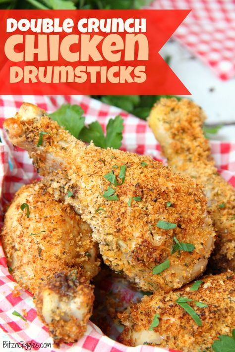 Double Crunch Chicken Drumsticks - These chicken drumsticks are super crunchy on the outside and packed with flavor! Make them in the air fryer or the oven! Air Fryer Xl Recipes, Bbq Grilled Chicken Recipes, Double Crunch, Healthy Fried Chicken, Chicken Drumsticks Recipe, Drumsticks Recipe, Fire Chicken, Cooks Air Fryer, Air Fryer Oven Recipes