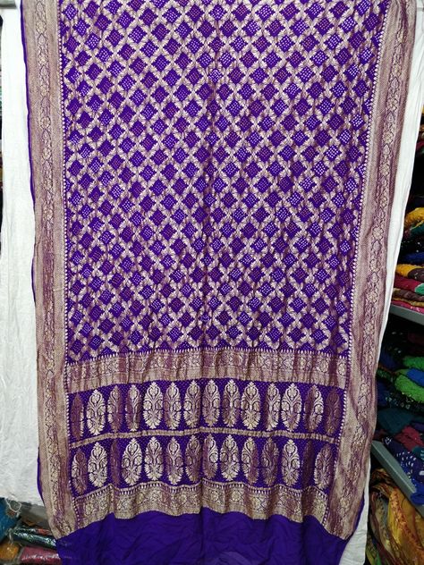 Pure Georgette banarasi neemjari designer jangal (upada) handloom Bandhani saree with blouse pc just ₹. 11000/- only... + Courier charges #exclusive #bandhej #classic #designersaree #designer #designercollection #bandhani #bandhej #banarasi #georgette #saree #britishasian #georgettesaree #bollywoodstyle #instafashion #6yardsofelegance #tiendye #bandhejsaree #indiansaree #craft #weddingcollection #weddingsaree #indianart #handloom #handmade #bridaloutfit #pinkcolour #handloomsarees #upada Purple Bandhani Saree, Banarasi Bandhani Saree, Banarasi Georgette Saree, British Asian, Bandhani Dupatta, Purple Saree, Bandhani Saree, Georgette Saree, Saree With Blouse