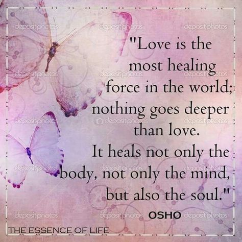 LOVE is the most healing force in the world... ~ Osho Butterfly Quotes, Osho Quotes, Divine Love, Spiritual Wisdom, Healing Quotes, Most Powerful, Great Quotes, Spiritual Quotes, Wisdom Quotes