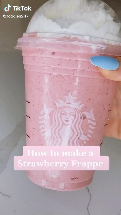 Strawberry Frappe [Video] | Starbucks drinks diy, Starbucks recipes, Diy drinks Kawa Starbucks, Strawberry Frappe, Resep Starbuck, Minuman Starbucks, Diy Starbucks, Starbucks Drinks Diy, Smoothie Drink Recipes, Diy Drinks, Pink Drink