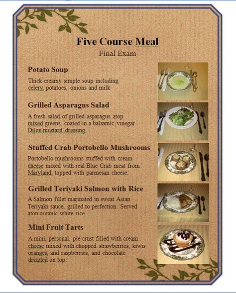 5 Course Meal Ideas Menu Dinner Parties, 6 Course Meal Menu Ideas, 7 Course Meal Menu Ideas, Course Meal Menu Ideas, 5 Course Meal Menu Ideas, Course Dinner Menu Ideas, Meal Menu Ideas, Italian Dinner Menu, Grilled Teriyaki Salmon