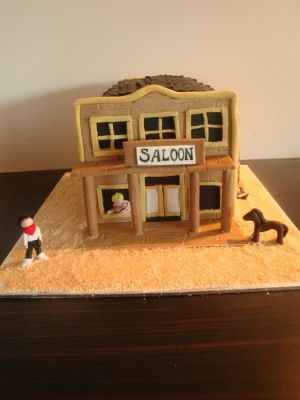 Saloon Cake Cowboy Gingerbread House, Western Gingerbread House, Gingerbread Competition, His 30th Birthday, Cowboy Cakes, Gingerbread Ideas, Wild West Theme, 30th Birthday Party, Christmas Gingerbread House