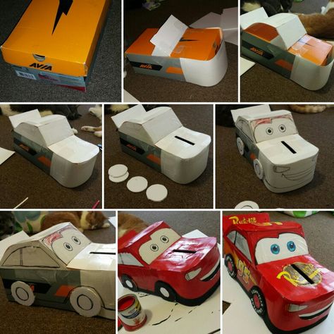 Lightning Mcqueen Valentines Card, Cars Valentine Box Ideas, Car Valentines Boxes, Lightning Mcqueen Valentines Boxes, Lightning Mcqueen Valentines, Car Valentine Box Ideas, Cool Valentine Boxes, Piñata Cars, Car Valentine