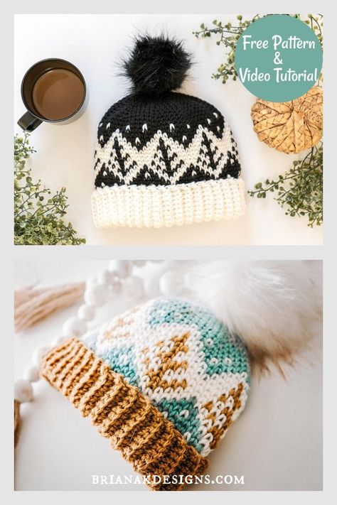 Crochet Fair Isle Beanie Free Pattern, Fair Isle Crochet Pattern, Fair Isle Hat Pattern, Crochet Lovey Free Pattern, Hat Free Crochet Pattern, Fair Isle Crochet, Crochet Patterns Ideas, Fair Isle Hat, Crochet Hat Free