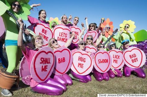 Bestival Fancy Dress: Summer Of Love Outfits That Stole Our Hearts Group Fancy Dress Ideas, Group Fancy Dress, Realistic Costumes, Festival Themed Party, Fancy Dress Ideas, Festival Fancy Dress, Dolly Mixture, Heart Costume, Event Guide