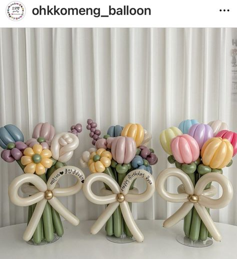 Flower Balloon Tutorial, Balloon Flowers Bouquet, Spring Balloon Decorations, Balloon Bouquet Ideas, Balloon Flower Bouquet, Flower Balloons Diy, Balloon Decorations Diy Tutorials, Balloon Flower Decorations, Balloon Bouquet Diy