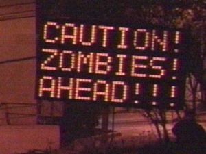 Zombies Ahead--Image by This is Awkward Zombie Banner, Apocalypse Vibes, Zombies Run, Zombie Apocolypse, Skulduggery Pleasant, Apocalypse Aesthetic, The Zombie Apocalypse, Aesthetic Ig, Apocalypse Survival