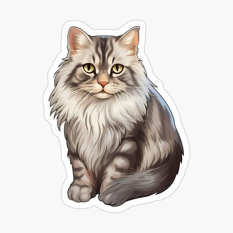 Pets Stickers, Majestic Cat, Cat Magnet, Dogs Instagram, Siberian Cats, Procreate Drawing, Pet Vet, Cat Vector, Siberian Cat