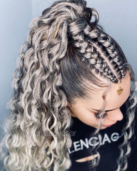 Cornrow High Ponytail, Womens Braids, Box Braids Ponytail, Ponytail Braided, Long Ponytail Hairstyles, Braid Your Hair, Braids Ponytail, Girl Hair Dos, Blonde Box Braids