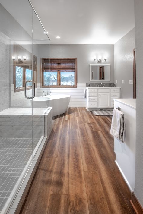 Multi-Room Home Remodel in a Contemporary Farmhouse Style Windsor, WI — Degnan Design-Build-Remodel Vinyl Plank Flooring Bathroom, Modern Pedestal Sink, Terrace Park, Master Bath Design, Bathroom Vanity Sizes, Guest Bathroom Small, Guest Bathrooms, Luxury Vinyl Plank Flooring, Contemporary Farmhouse