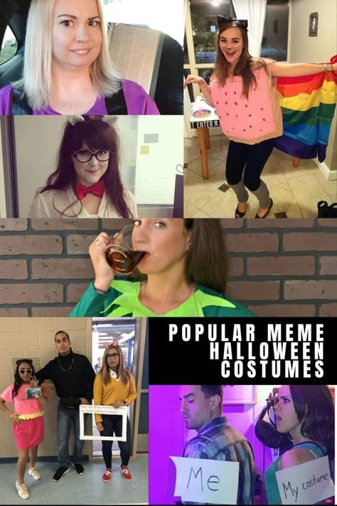 Costumes Out Of Your Closet, Popular Meme Costume, Memes Costumes Ideas, Halloween Ideas Costumes Meme, Ironic Costume Ideas, Dress Like A Meme Costume, Dress As A Meme Day, Meme Dress Day Ideas, Meme Costumes Diy