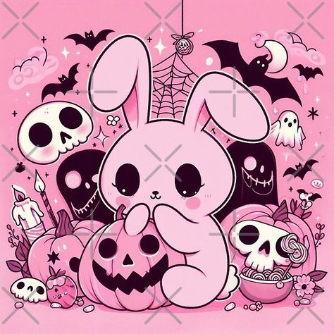 Kawaii goth bunny, pastel goth, spooky cute Halloween by Spooky Witch Dream | Redbubble Creepy Bunny, Cute Creepy Aesthetic, Goth Bunny, Goth Easter, Gothic Kawaii, Pastel Goth Aesthetic, Kawaii Goth, Tea Brands, Goth Aesthetic