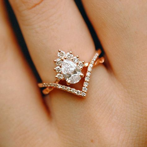 1/2 Carat Pear Diamond Wedding Ring Set 14K Rose Gold | Etsy Crossover Wedding Ring, Dream Wedding Ring, Cute Engagement Rings, Future Engagement Rings, Diamond Wedding Rings Sets, Dream Engagement Rings, Diamond Wedding Ring, Wedding Ring Set, Pear Diamond