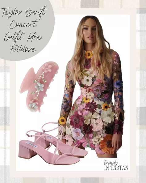 Dress Concert Outfit, Folklore Eras Tour, Taylor Swift Concert Outfit, Floral Dress Mini, Taylor Swift Concert, Heeled Sandal, Dress Mini, Outfit Posts, Eras Tour