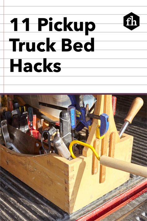 Handyman Truck Setup, Truck Bed Hooks, Pick Up Truck Storage Ideas, Pick Up Truck Organization Ideas, Truck Bed Hacks, Pickup Truck Storage Ideas, Truck Bed Tool Box Ideas, Pickup Truck Organization Ideas, Truck Box Organization