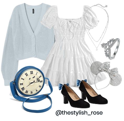 Alice And Wonderland Outfit Ideas, Alice And Wonderland Aesthetic Outfits, Alice In Wonderland Outfit Inspiration, Alice In Wonderland Inspo Outfits, Wonderland Aesthetic Outfit, Alice In Wonderland Style, Alice In Wonderland Bounding Inspired Outfits, Alice In Wonderland Disney Bounding, Disney Accessories Outfit Ideas