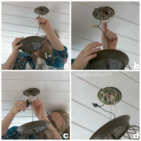 How to change a light fixture Change A Light Fixture, Colander Light, Change Light Fixture, Replace Light Fixture, Recessed Light Conversion Kit, Sawdust Girl, Led Ceiling Light Fixtures, Making Candles Diy, Diy Light Fixtures