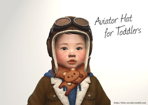 Blue Ancolia, Aviator Cap, Sims Pets, Cc Hats, Sims 4 Cc Folder, Aviator Hat, Sims 4 Toddler, Sims Four, Ts4 Cc