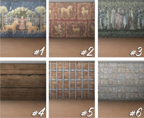 History Lover's Sims Blog: Medieval Tapestries • Sims 4 Downloads Ts4 Wallpaper, Royal Wallpaper, Sims Medieval, Medieval Tapestry, Tumblr Sims 4, 4 Wallpaper, Sims 4 Update, Sims 4 Cc Furniture, Stone Walls