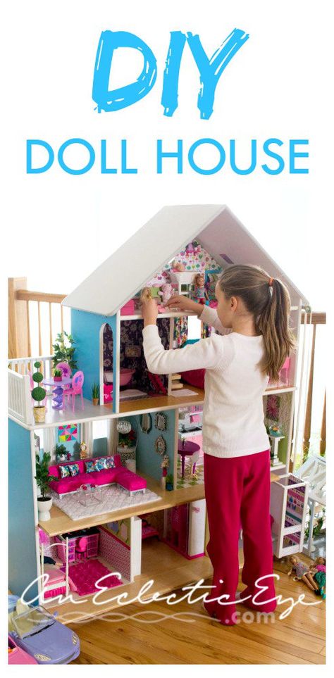 Diy Barbie dollhouse Diy Barbie Dollhouse, Dreamhouse Barbie, Dollhouse Barbie, Barbie Dollhouse, Diy Barbie House, Doll Furniture Diy, Diy Barbie Furniture, Doll House Plans, Barbie Doll House