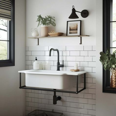 Wall Mounted Sink Laundry Room, Wall Mount Utility Sink Laundry Rooms, Bathroom Utility Sink, Corner Laundry Sink, Laundry Room Sinks Utility, Laundry Tub Ideas Utility Sink, Utility Sink In Laundry Room, Farmhouse Utility Sink, Laundry Room Sink Ideas