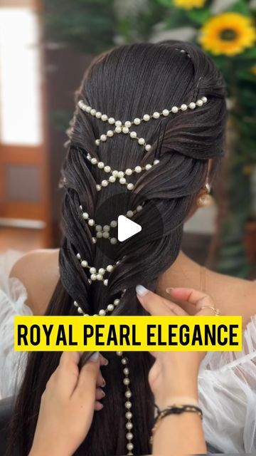 Pearl Hair Styles, Hair With Pearls In It, Gajara Hairstyle, Pearl Hairstyles, Bridal Braids, Braided Hairstyle, Bottle Cap Crafts, Easter Hairstyles, Hair Art