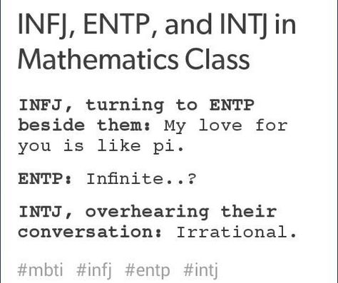 Bwahahahahahaha, having all of these types in my life, I absolutely can see this conversation between them. Mbti Conversations, Infj Entp, Mbti Entp, Infj And Entp, Entp And Intj, Intj Humor, Personalidad Infj, Entp Intj, Infj Humor